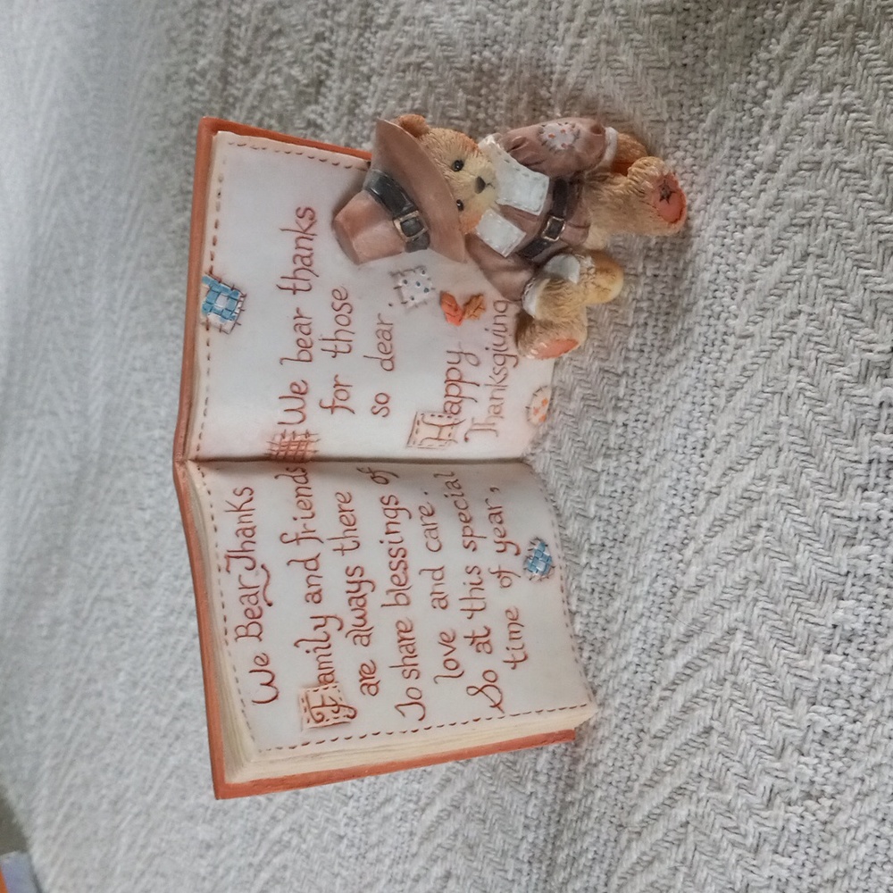 We Bear Thanks Cherished Teddies Thanksgiving Figurine Enesco 1994